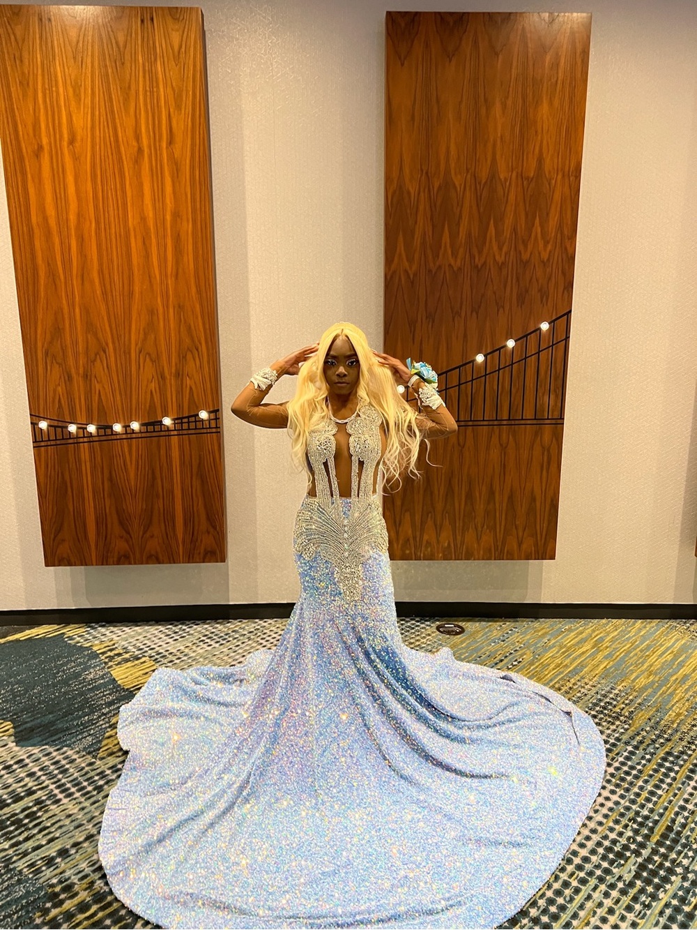 Sparkling Light Blue Sequin Prom Dress
